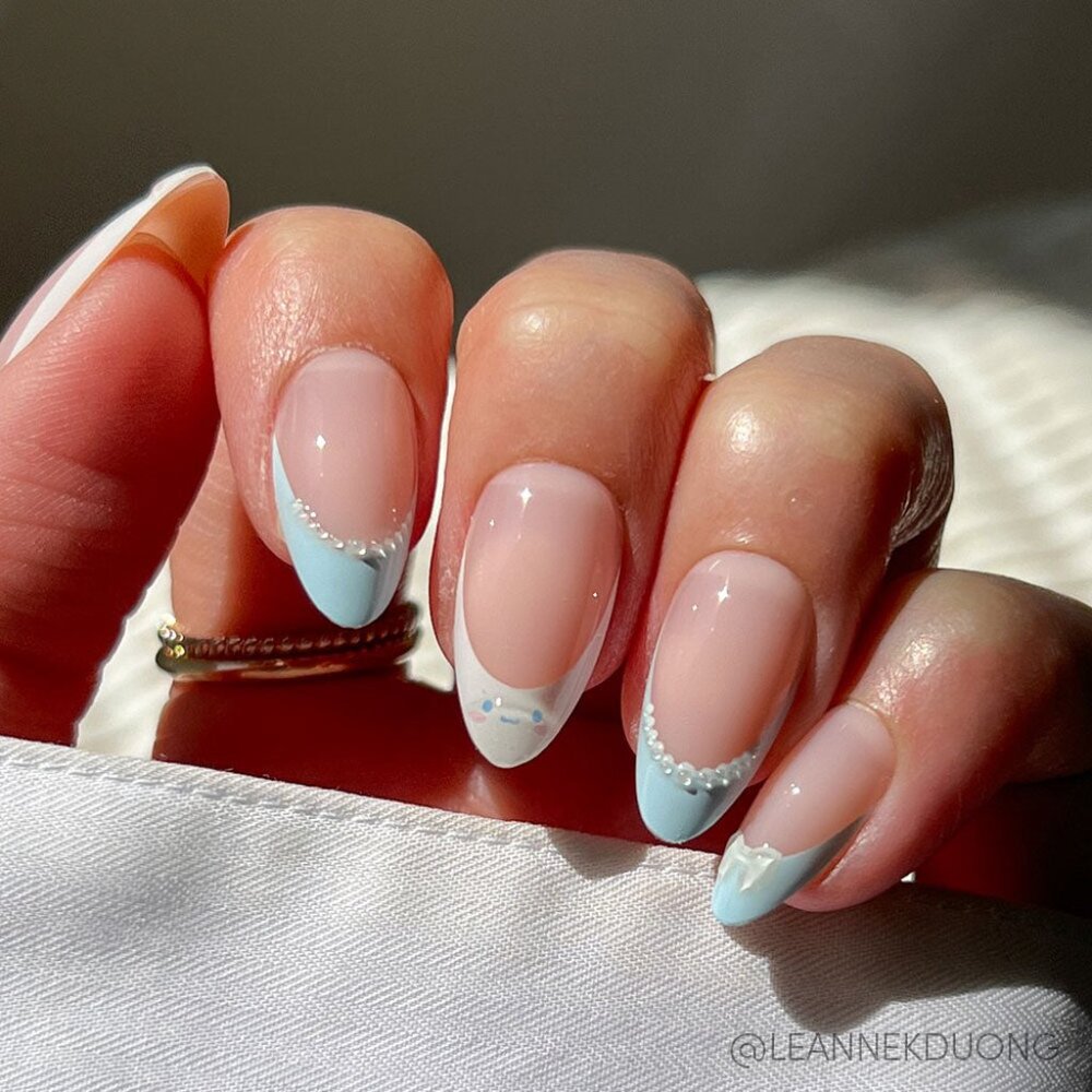 Cinnamonroll French Tip Nails / Hello Kitty